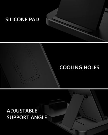 Wireless Charger, 4 in 1 Fast Wireless Charging Station Compatible with Apple Watch Airpods Pro iPhone 12/12 Pro/11/11 Pro/8/X, Wireless Charging Stand Compatible with Samsung
