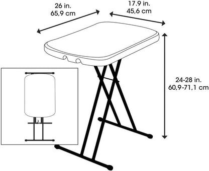 Lifetime 80251 Adjustable Folding Laptop Table TV Tray, 26 Inch, White Granite