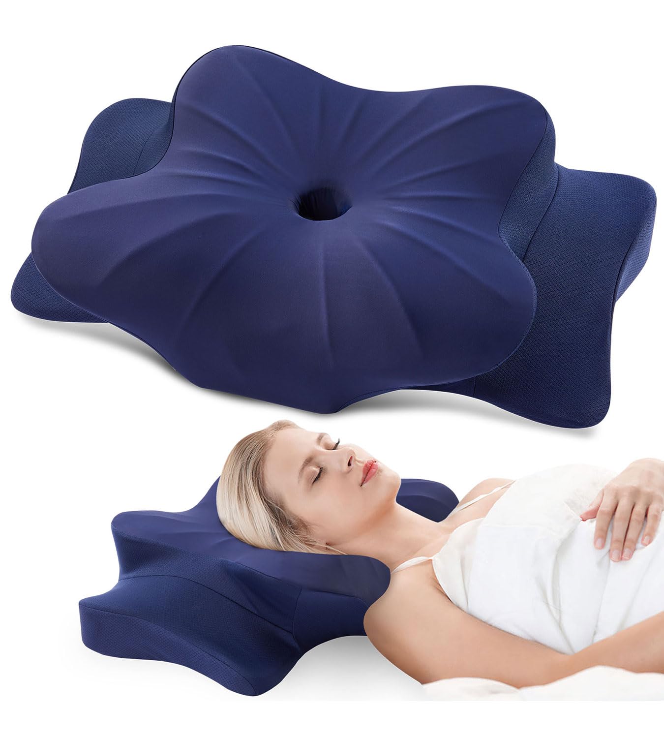 DONAMA Cervical Neck Pillow for Pain Relief,Odorless Contour Memory Foam Pillows with Cooling Pillowcase Cozy Sleeping, Orthopedic Ergonomic Bed Pillows for Side Back Stomach Sleepers