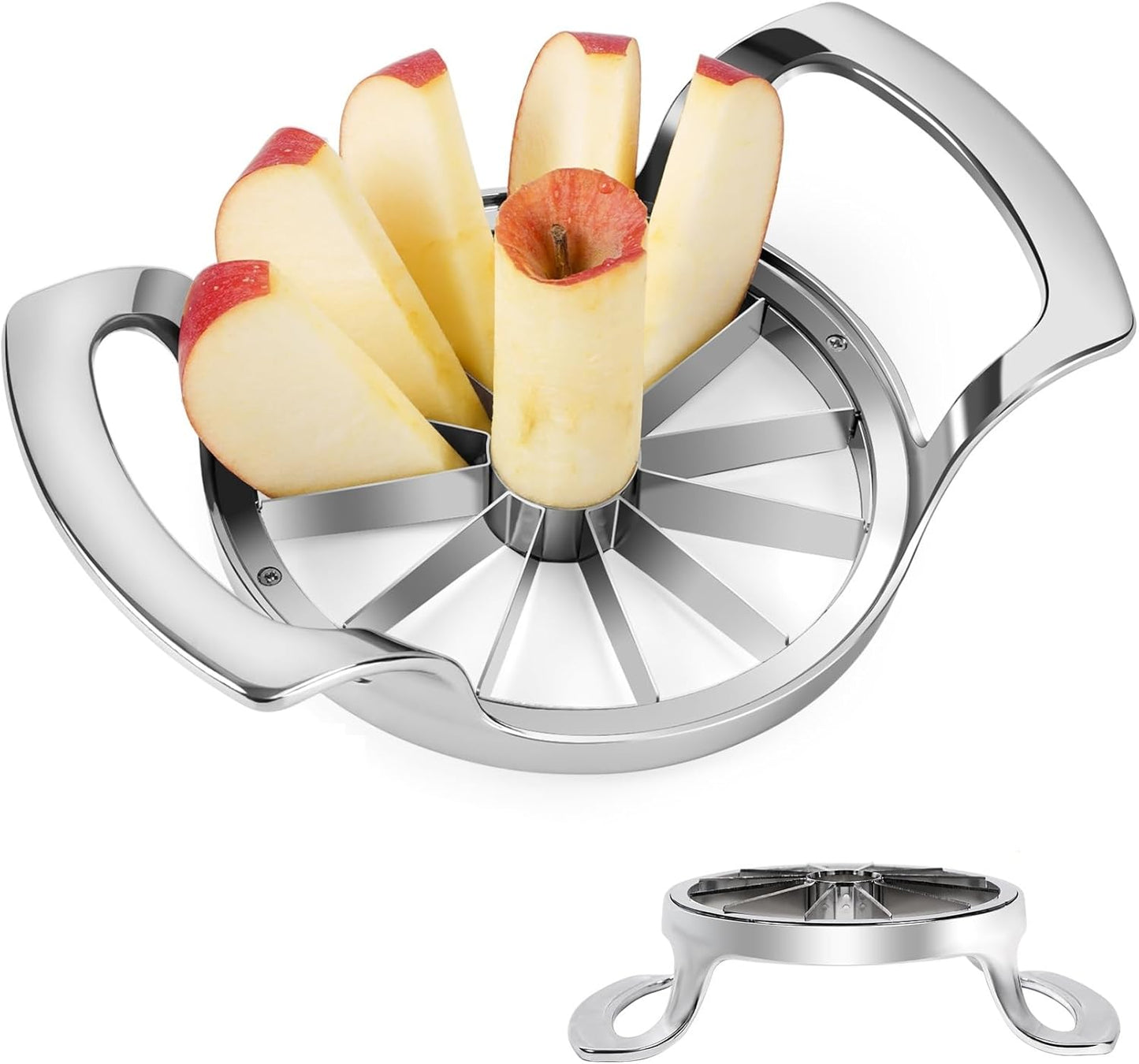 Apple Slicer Upgraded Version 12-Blade Extra Large Apples Corer, Stainless Steel Ultra-Sharp Fruit Cutter, Pitter, Divider for Up to 4 Inches (Update)