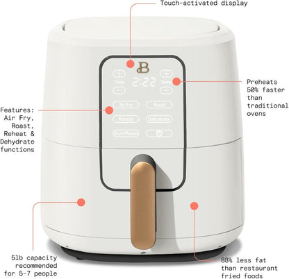 Quart Touchscreen Air Fryer, White Icing by Drew Barrymore