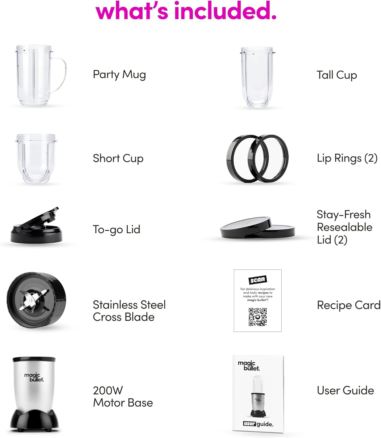 Magic Bullet Blender, Small, Silver, 11 Piece Set