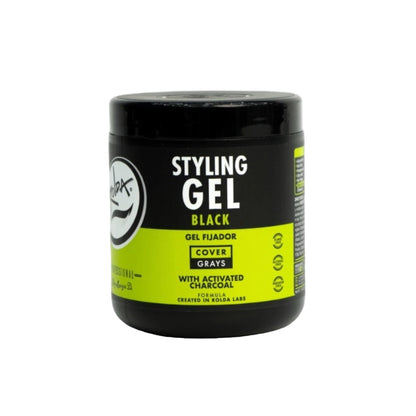 Rolda Black Styling Hair Gel - Medium To Strong Hold With Medium Shine For a Wet Slicked Back Look With All Day Hold - Activated Black Charcoal Covers Grey Hair Instantly 17.6oz (2PK)