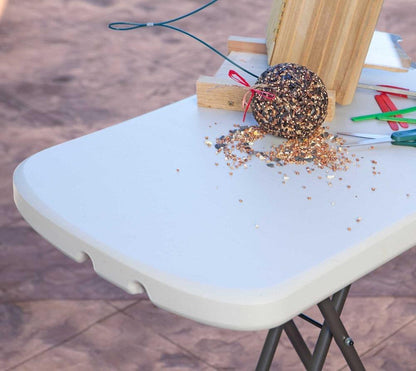 Lifetime 80251 Adjustable Folding Laptop Table TV Tray, 26 Inch, White Granite