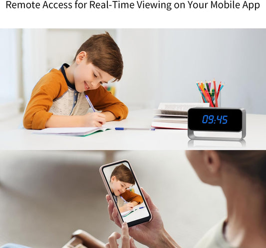 Clock Camera - Full HD 1080P WiFi Camera - Mini Wireless Nanny Cam with Night Vision - Indoor Home Security Surveillance