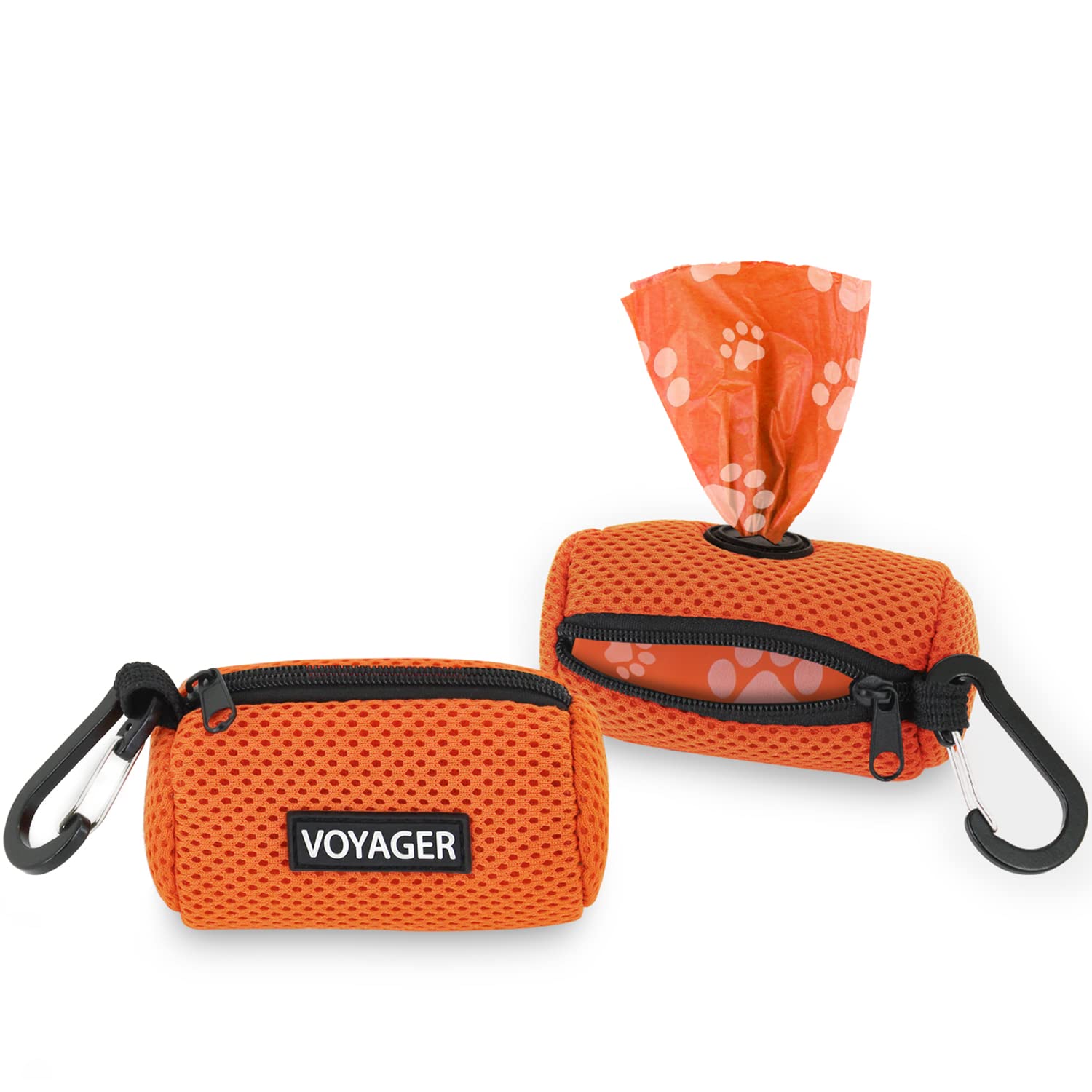 Best Pet Supplies Dog Poop Bag Holder Leash Attachment with 30 Bags, Reusable Dispenser for Travel, Walking, Park, and Outdoor Use, Durable with Clip-On - Black, Pack of 2
