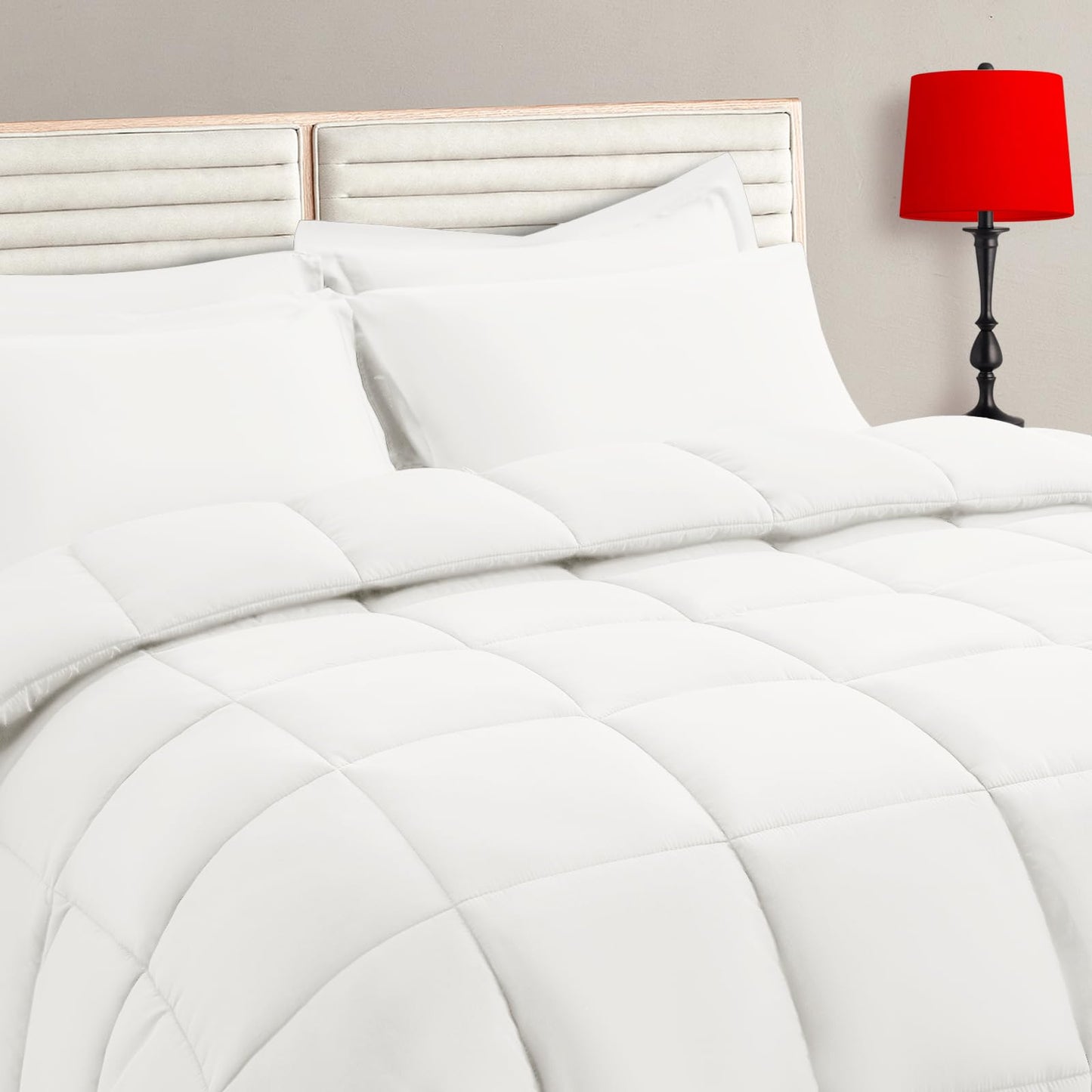 TAIMIT Full Size Comforter Set - 7 Pieces, Bed in a Bag Bedding Sets with All Season Soft Quilted Warm Fluffy Reversible Comforter,Flat Sheet,Fitted Sheet,2 Pillow Shams,2 Pillowcases,Dark Grey