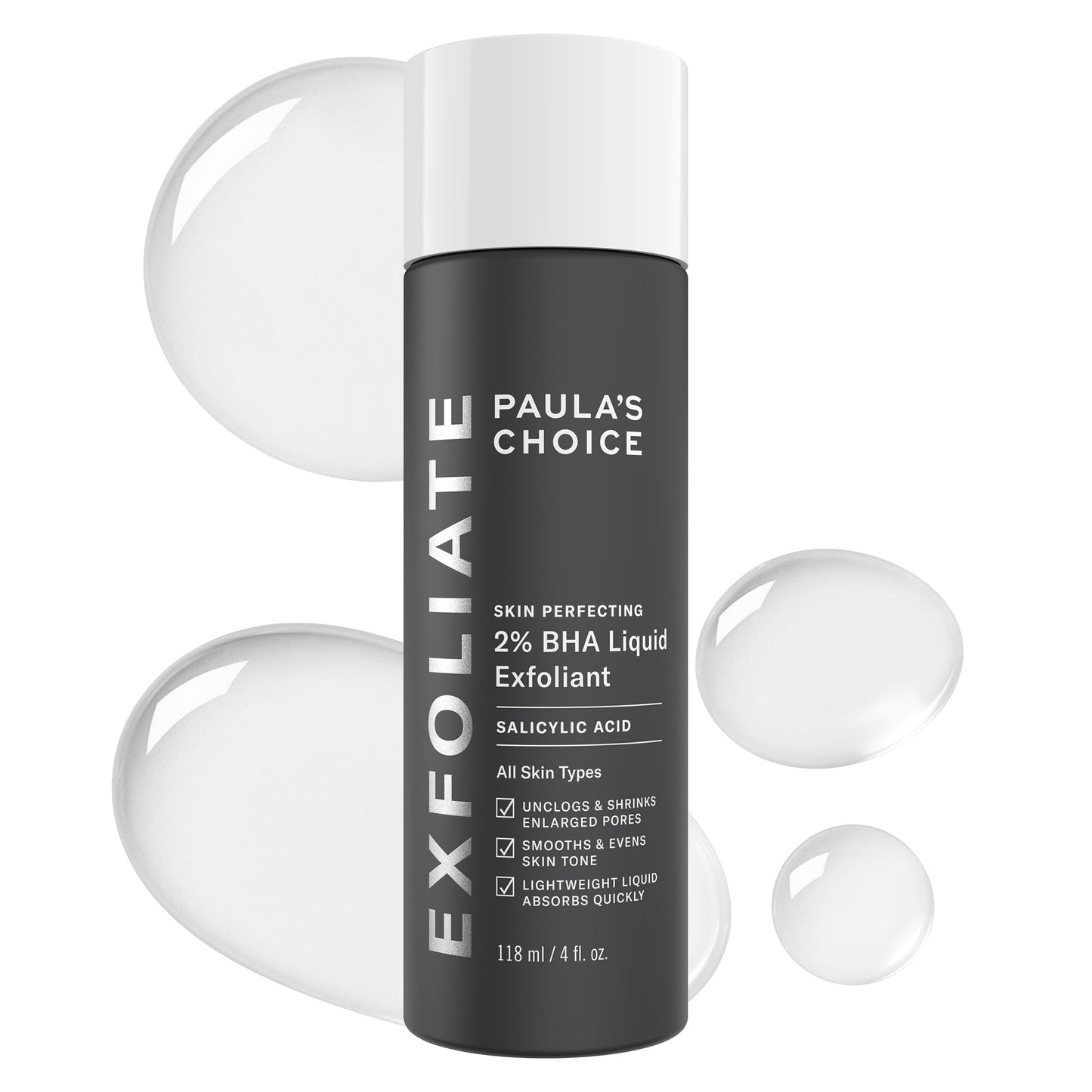 Paula's Choice SKIN PERFECTING 2% BHA Liquid Exfoliant Polish, Salicylic Acid Exfoliant-Facial Polish for Enlarged Pores, Wrinkles & Fine Lines, Suitable for Blackhead-Prone Skin, Fragrance-Free