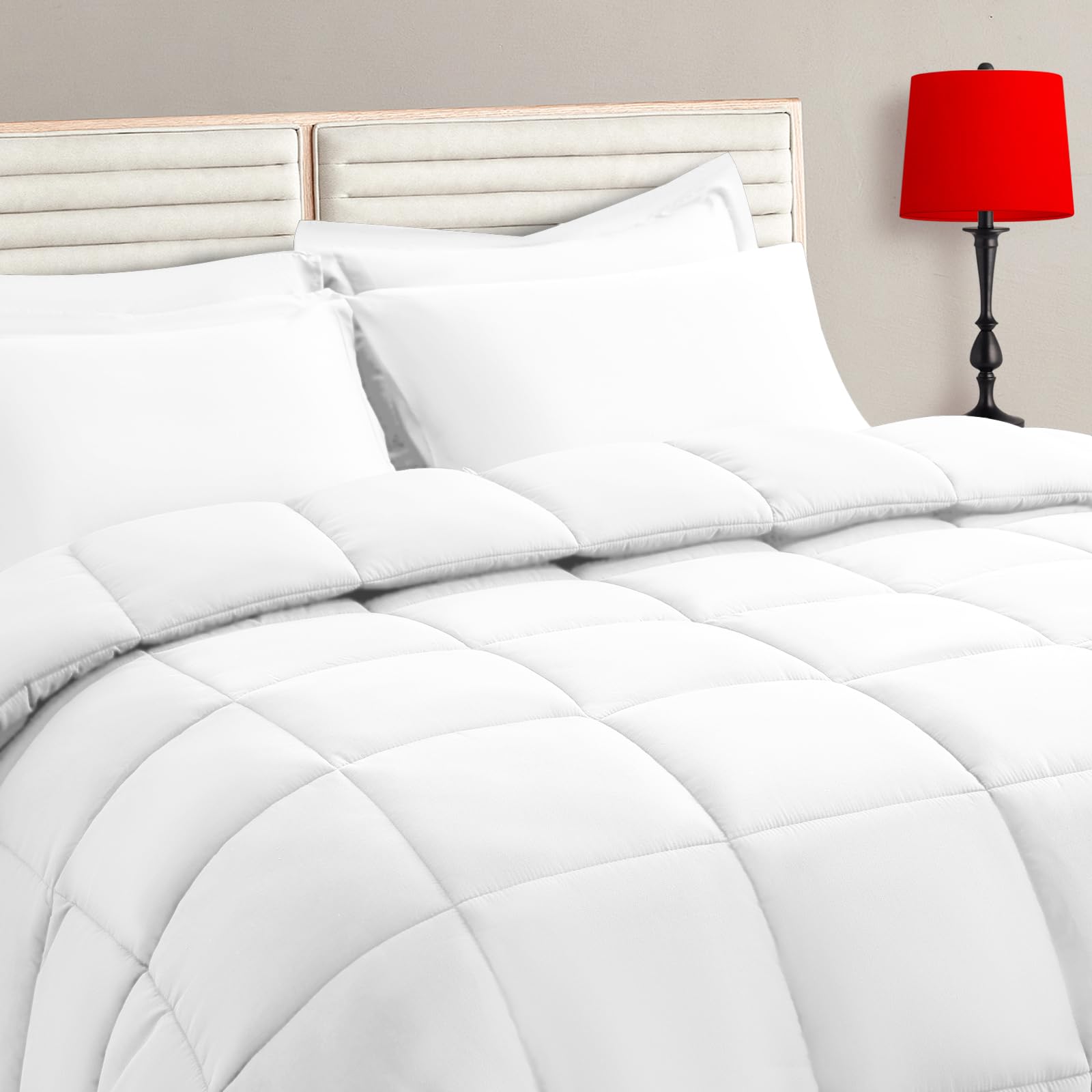 TAIMIT Full Size Comforter Set - 7 Pieces, Bed in a Bag Bedding Sets with All Season Soft Quilted Warm Fluffy Reversible Comforter,Flat Sheet,Fitted Sheet,2 Pillow Shams,2 Pillowcases,Dark Grey