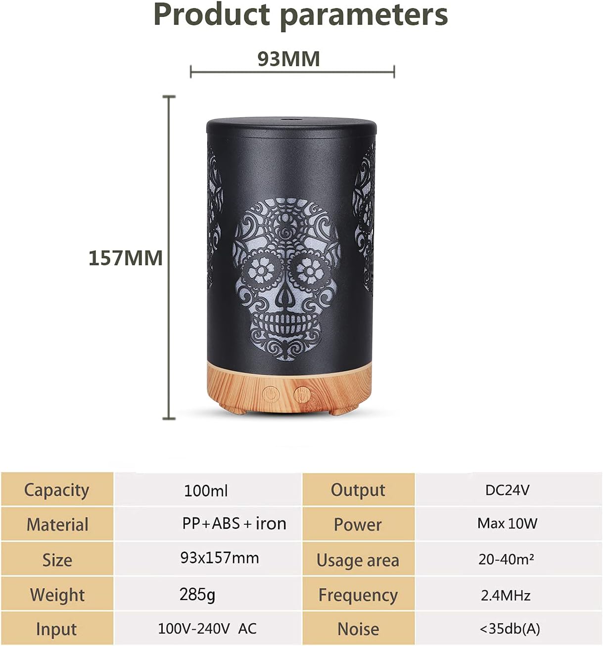 Essential Oil Diffuser, Diffusers for Essential Oils Aromatherapy Diffuser Cool Mist Humidifier with 7 Colors Lights 3 Mist Mode Waterless Auto Off for Gaming Room Office, Iron Black