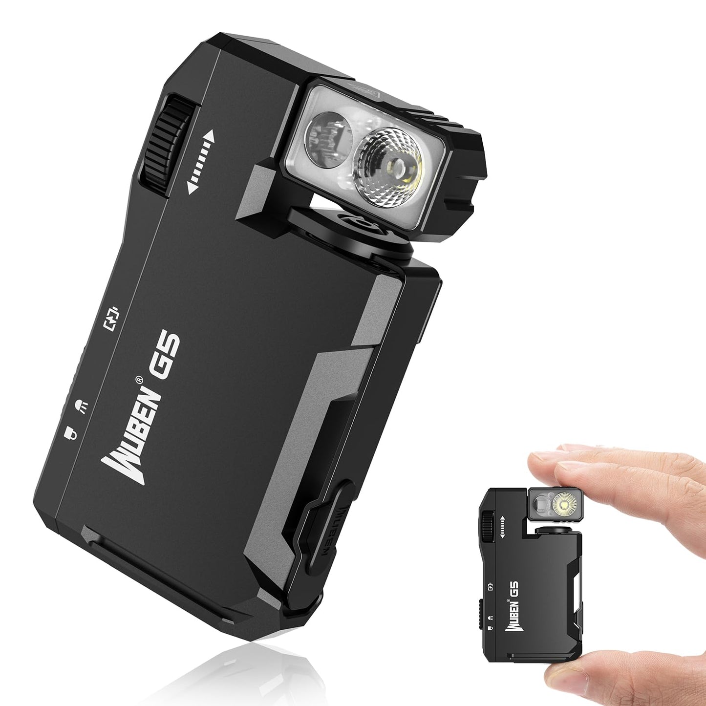 WUBEN G5 Rechargeable EDC Flashlight, Powerful RGB Flashights, 400 Lumens Portable Flat Mini Flashlights, IP68 Waterproof Multi-Mode Magnetic Small Keychain Flashlight for Camping, Emergency (Green)