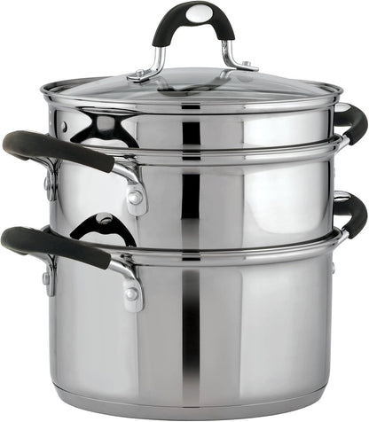 Stainless Steel 3 Quart Steamer & Double-Boiler, 4 Piece