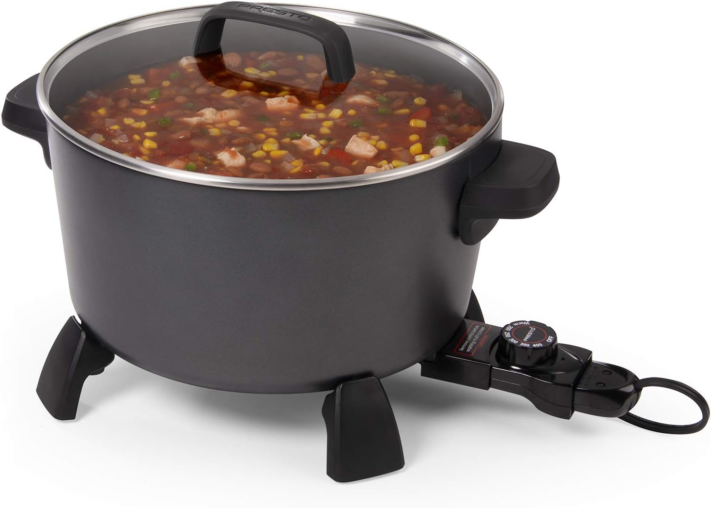 National Presto 10-Quart Kitchen Kettle XL Multi-Cooker, Steamer, Black Deep-Fryer
