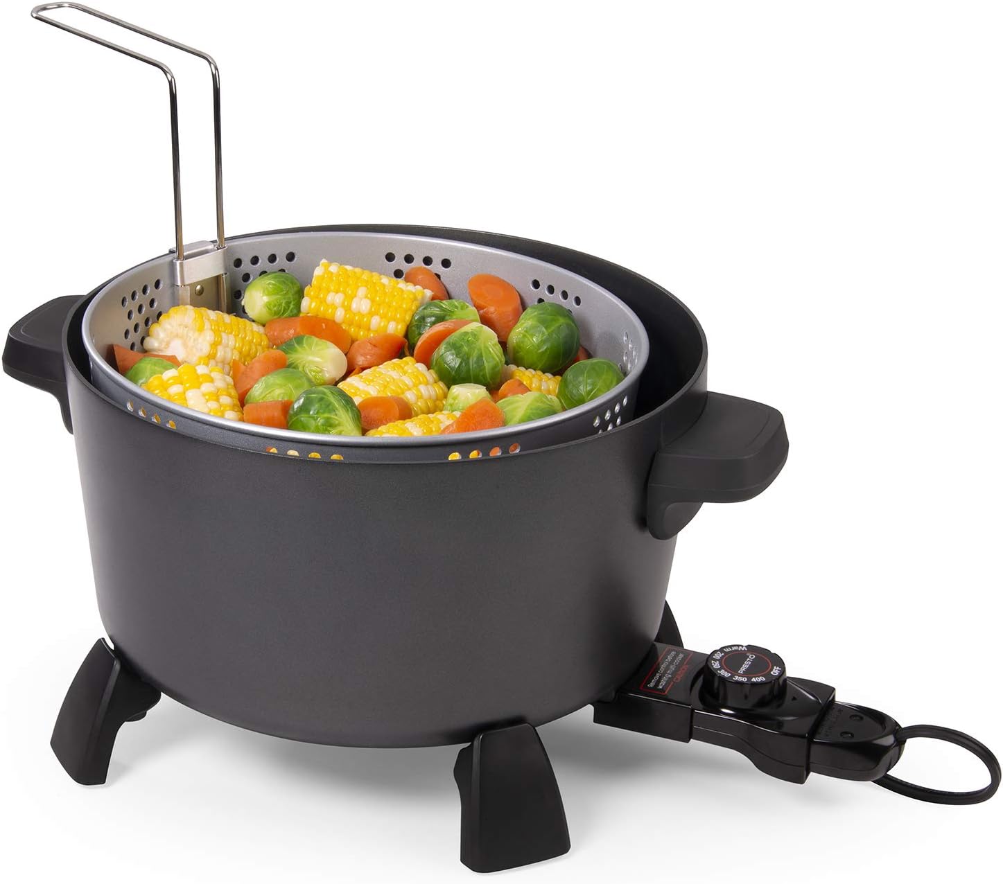 National Presto 10-Quart Kitchen Kettle XL Multi-Cooker, Steamer, Black Deep-Fryer