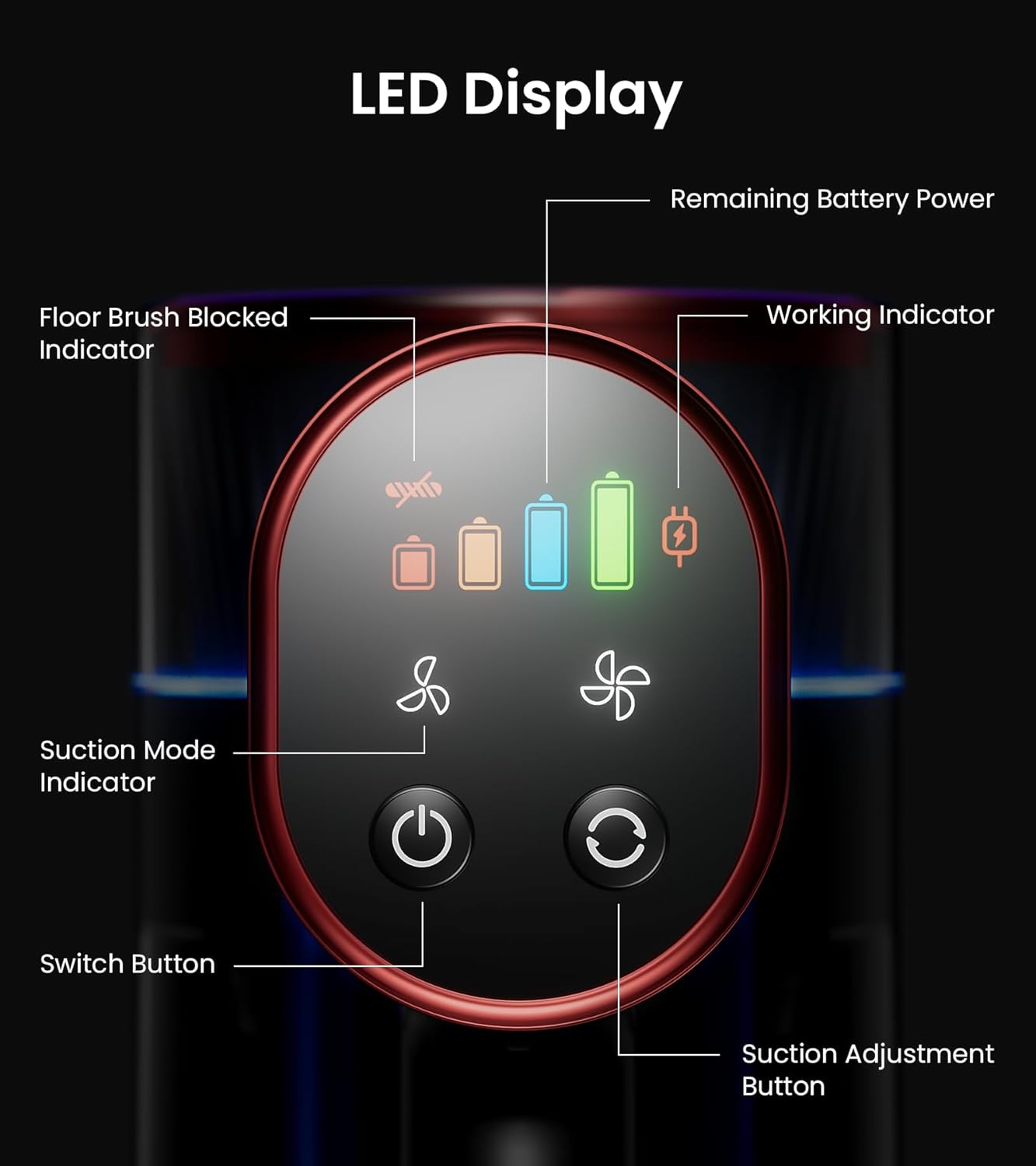 NADALY Cordless Vacuum Cleaner, 550W 45Kpa 65Mins Vacuum Cleaners for Home, Stick Vacuum with LED Display, Anti-Tangle, Self-Standing, 8-in-1 Lightweight Vacuum for Hardwood Floor/Carpet/Pet Hair