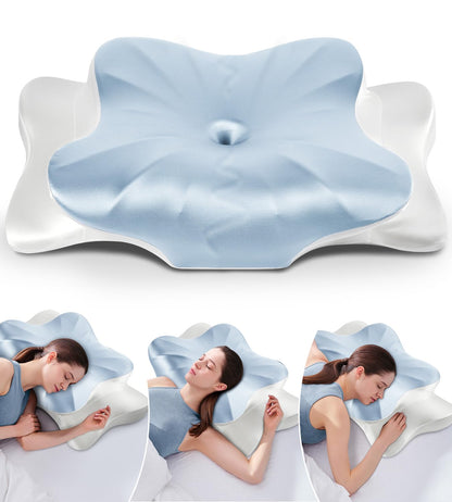 DONAMA Cervical Neck Pillow for Pain Relief,Odorless Contour Memory Foam Pillows with Cooling Pillowcase Cozy Sleeping, Orthopedic Ergonomic Bed Pillows for Side Back Stomach Sleepers