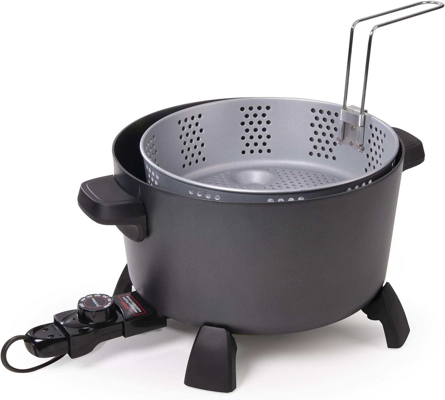 National Presto 10-Quart Kitchen Kettle XL Multi-Cooker, Steamer, Black Deep-Fryer