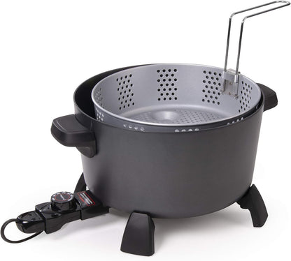 National Presto 10-Quart Kitchen Kettle XL Multi-Cooker, Steamer, Black Deep-Fryer