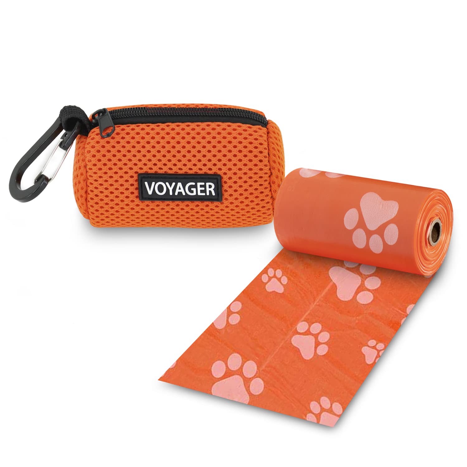 Best Pet Supplies Dog Poop Bag Holder Leash Attachment with 30 Bags, Reusable Dispenser for Travel, Walking, Park, and Outdoor Use, Durable with Clip-On - Black, Pack of 2