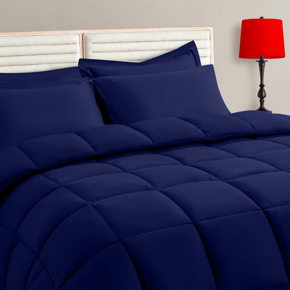TAIMIT Full Size Comforter Set - 7 Pieces, Bed in a Bag Bedding Sets with All Season Soft Quilted Warm Fluffy Reversible Comforter,Flat Sheet,Fitted Sheet,2 Pillow Shams,2 Pillowcases,Dark Grey