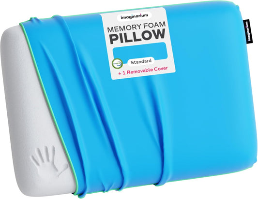 Imaginarium Memory Foam Pillow for Bed - 16" x 24" Standard – Fun Decorative Colorful Pillow for Sleeping - Back, Stomach & Side Sleepers – Includes Cooling Cover (Cosmic Blue)
