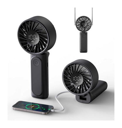 Handheld Fan, Portable Fan, 4000mAh Rechargeable Personal Fan, 180° Foldable Mini Desk Fan with 6 Wind Speed, LCD Digital Display, Lanyard as Neck Fan, Ultra Quiet, Pocket Size for Indoor Outdoor