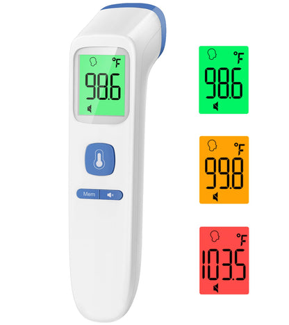 No-Touch Thermometer for Adults and Kids, Accurate Digital Baby Thermometer, Fever Alarm & Silent Mode, 2 in 1 Forehead & Object Mode