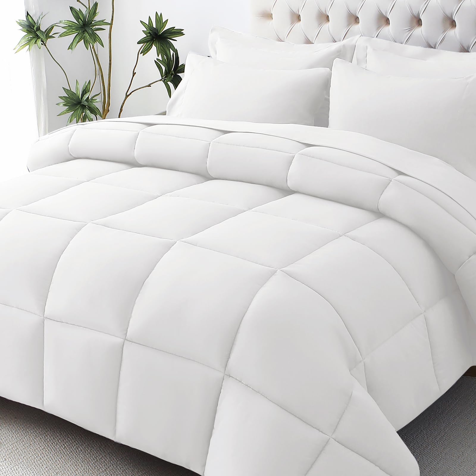 JOLLYVOGUE Queen Comforter Set, 7-Piece Bed in a Bag Queen, Ultra-Soft Comforters Queen Size, Queen Size Comforter Sets, Goose Down Alternative, Oeko-TEX Certified, Sheets & Pillowcases