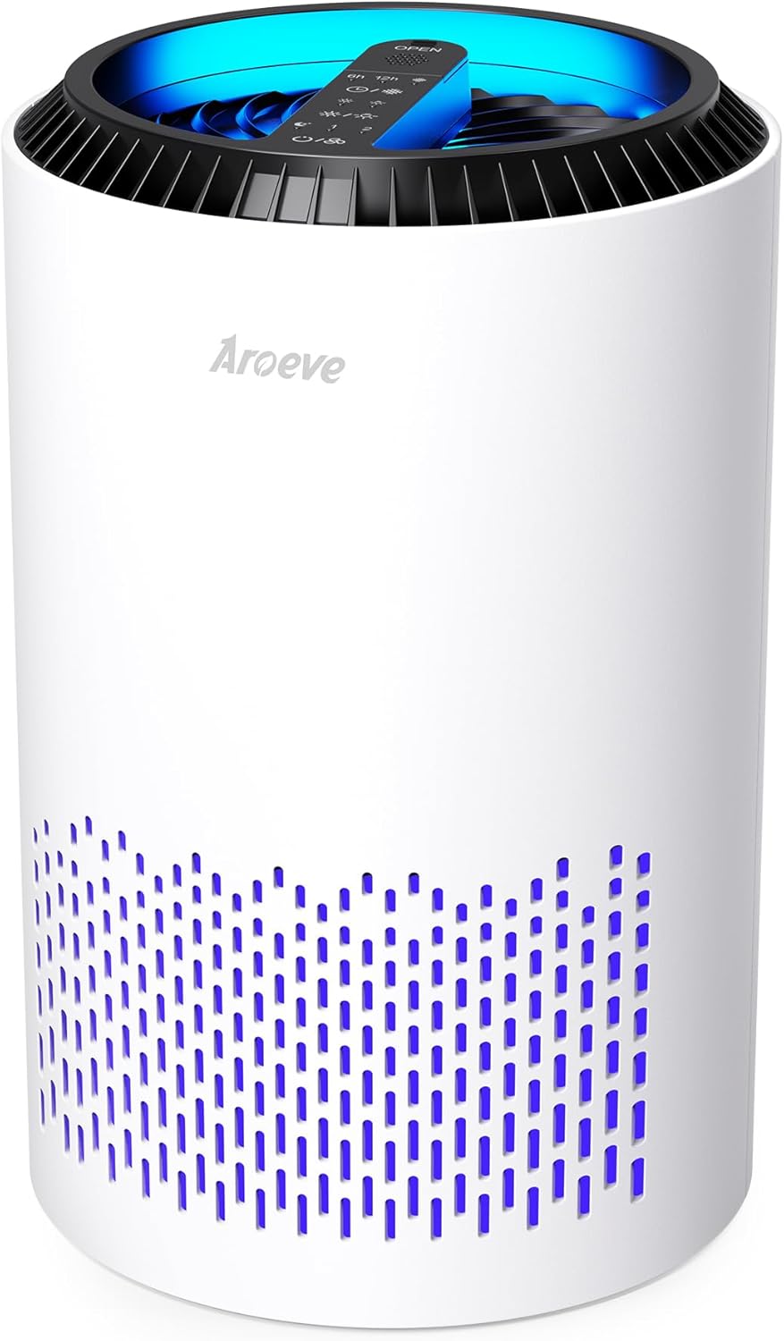 AROEVE Air Purifiers for Bedroom Home, Air Purifier For Smoke Pollen Dander Hair Smell Air Cleaner with Sleep Mode Speed Control For Bedroom Office, MK01- White(Available for California)