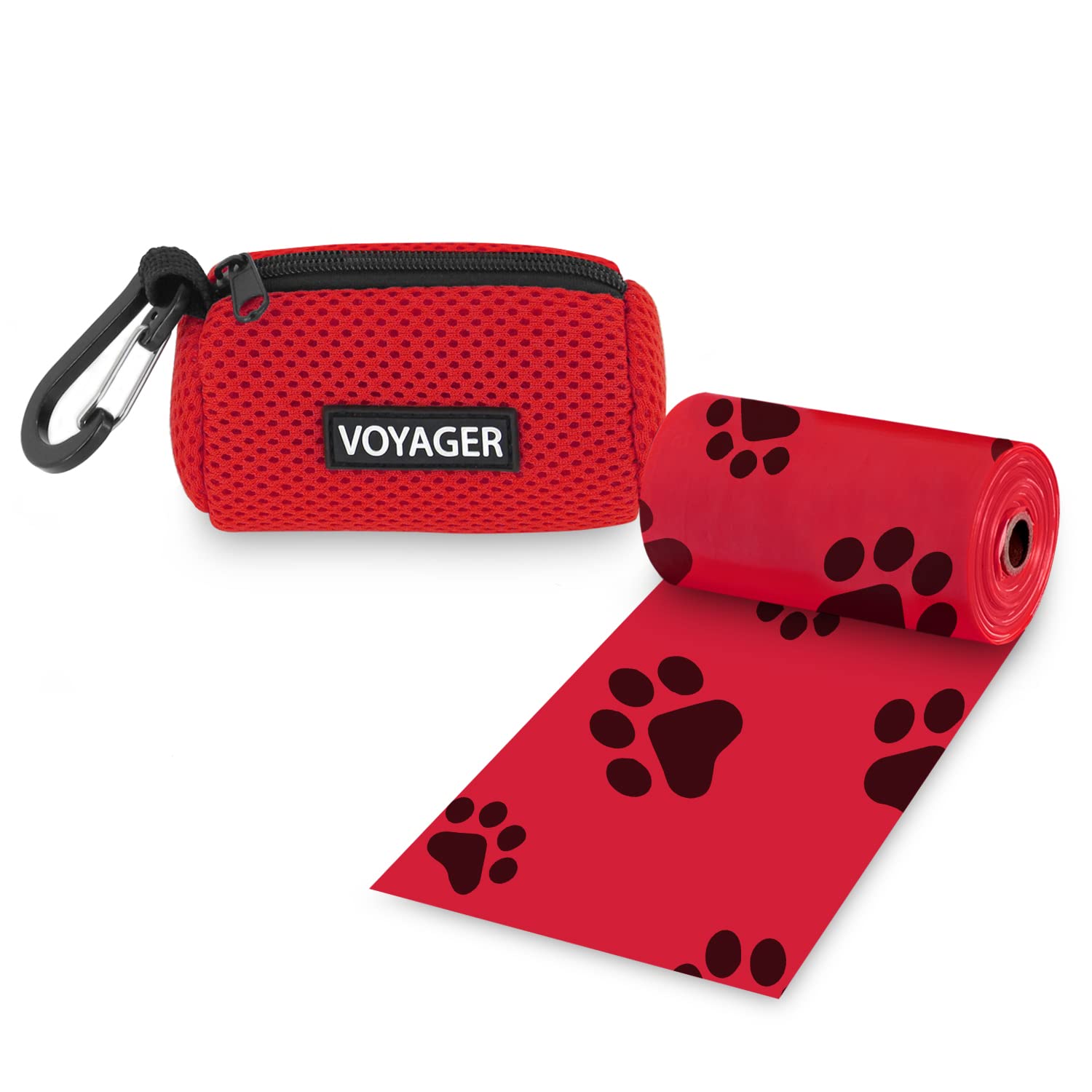 Best Pet Supplies Dog Poop Bag Holder Leash Attachment with 30 Bags, Reusable Dispenser for Travel, Walking, Park, and Outdoor Use, Durable with Clip-On - Black, Pack of 2