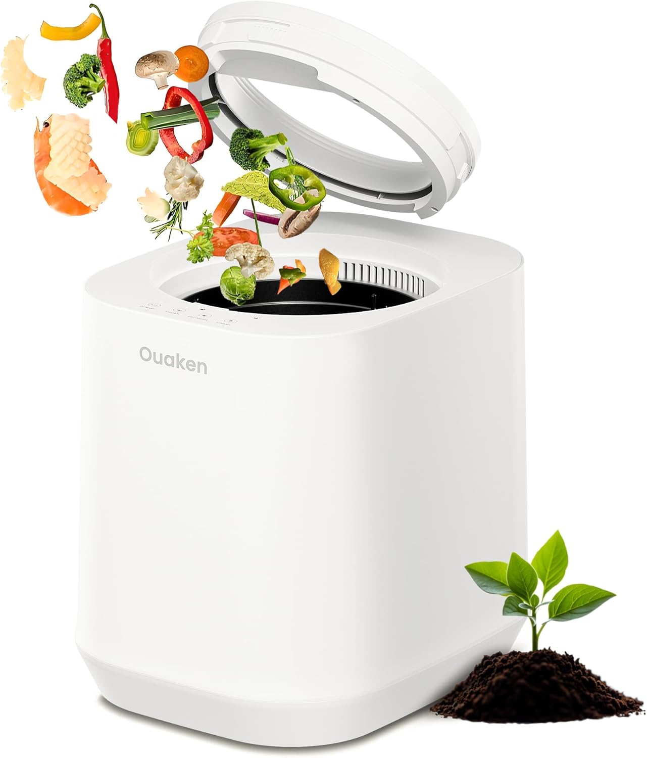Electric Composter for Kitchen, 4L Smart Countertop Compost Bin, Odorless | Low Noise | Auto-Cleaning | Turn Food Waste into Fertilizer Within 3 Hrs, Indoor Food Waste Compost Machine, Gifts