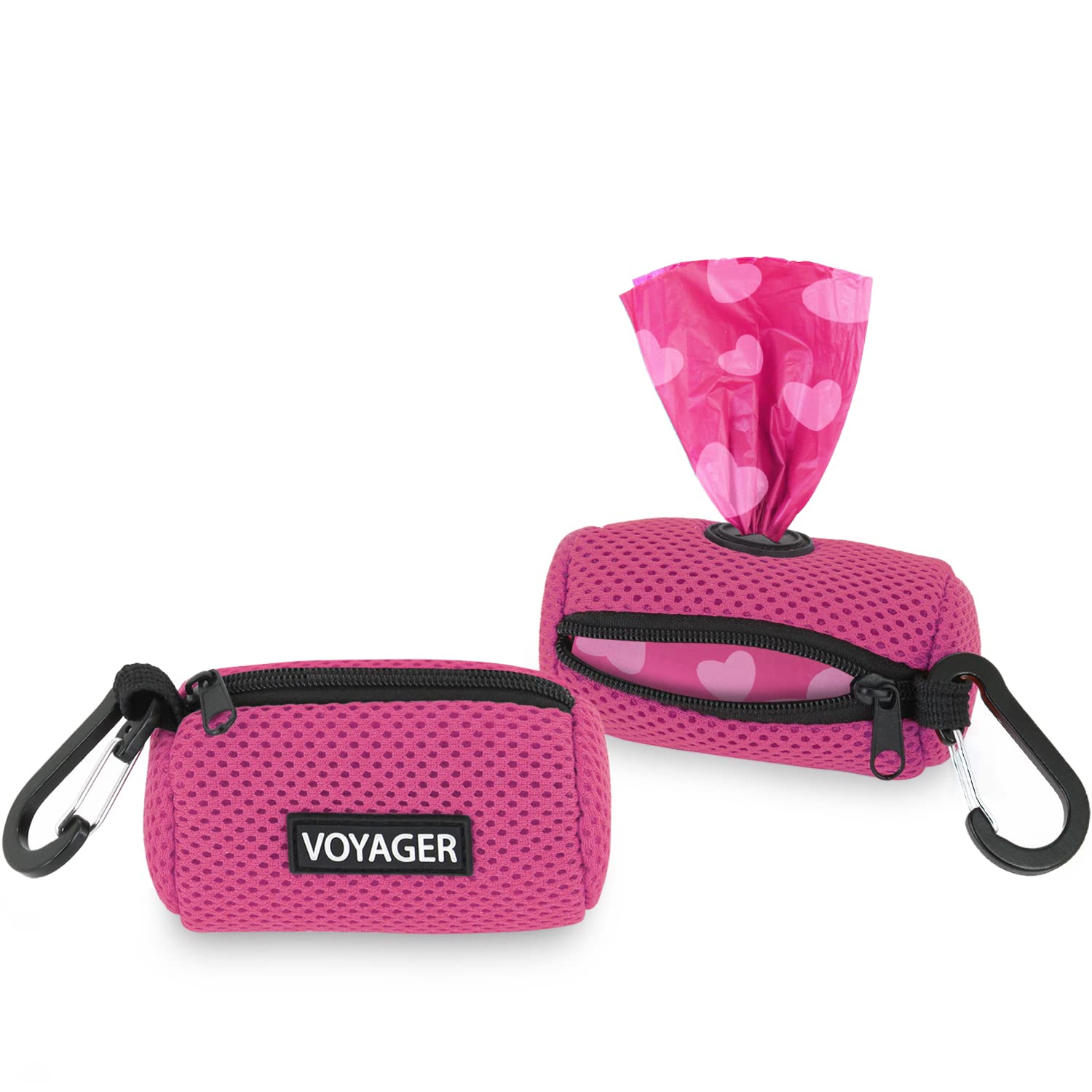 Best Pet Supplies Dog Poop Bag Holder Leash Attachment with 30 Bags, Reusable Dispenser for Travel, Walking, Park, and Outdoor Use, Durable with Clip-On - Black, Pack of 2