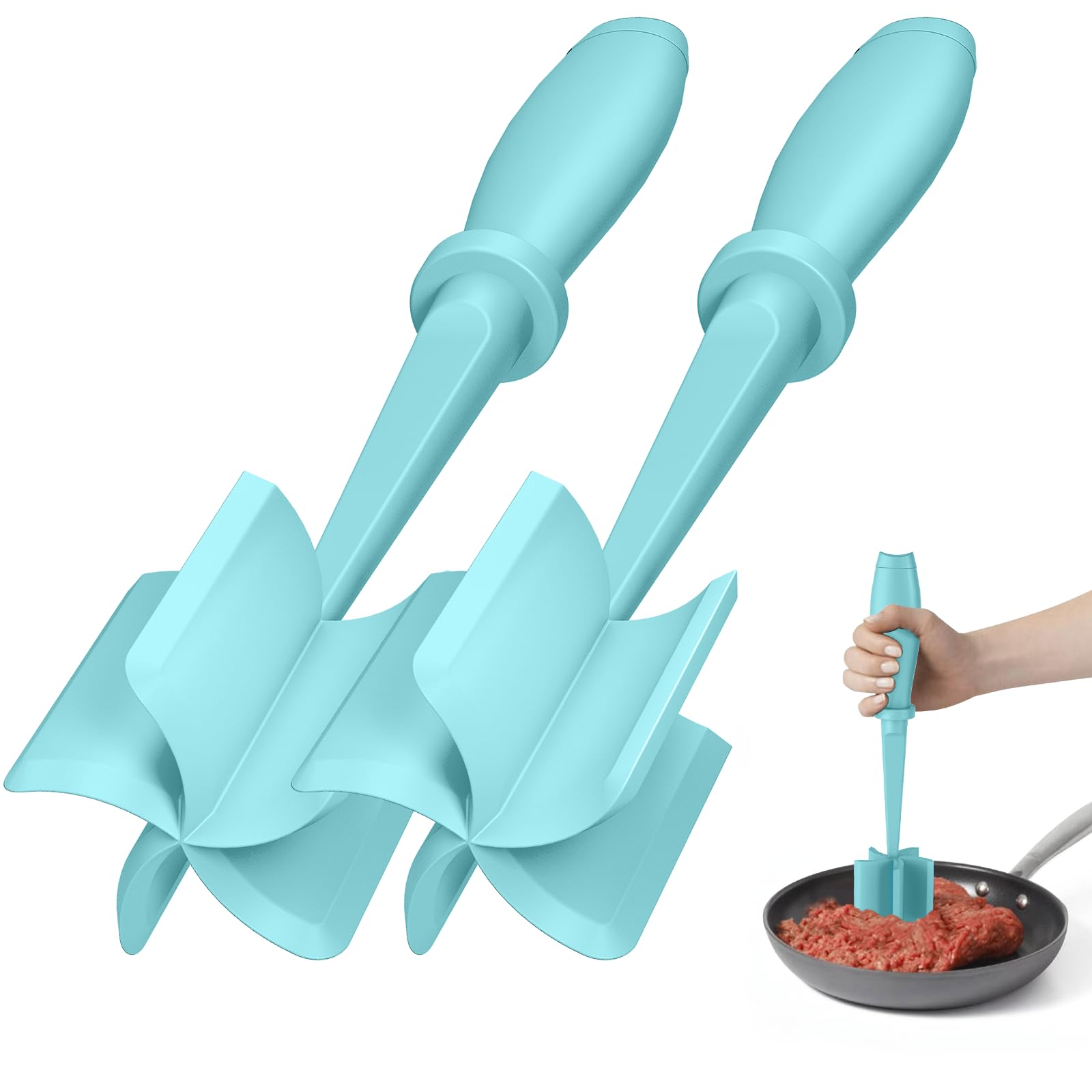 Meat Chopper, Hamburger Grinder, Premium Heat Resistant Smasher for Ground Beef, Burger Grinder Nylon Potato Mix Tool, Meat & Poultry Tenderizers-Black