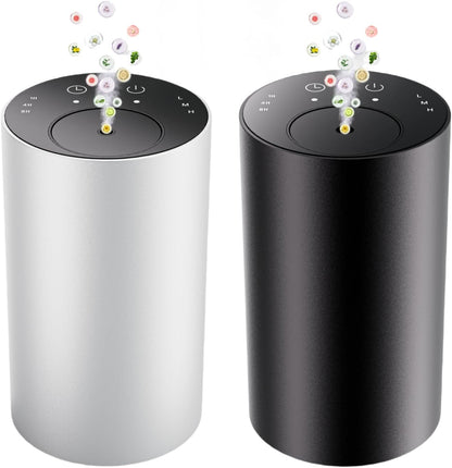 Waterless Essential Oil Diffuser, Portable Aromatherapy Diffuser, Mini Scent Machine, Battery Operated, 1/4/8-Hour Timer, 20ml Capacity, 3 Mist Levels for Home, Car, Room Office.No Included Oil(2pcs)