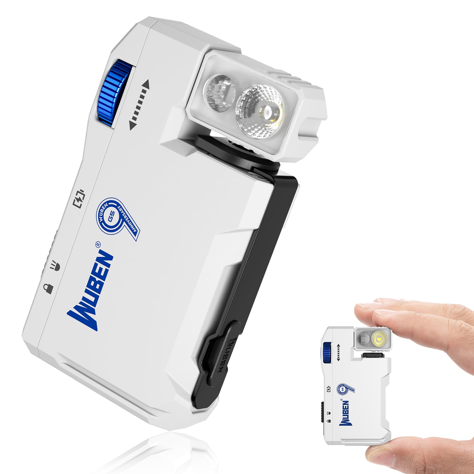 WUBEN G5 Rechargeable EDC Flashlight, Powerful RGB Flashights, 400 Lumens Portable Flat Mini Flashlights, IP68 Waterproof Multi-Mode Magnetic Small Keychain Flashlight for Camping, Emergency (Green)