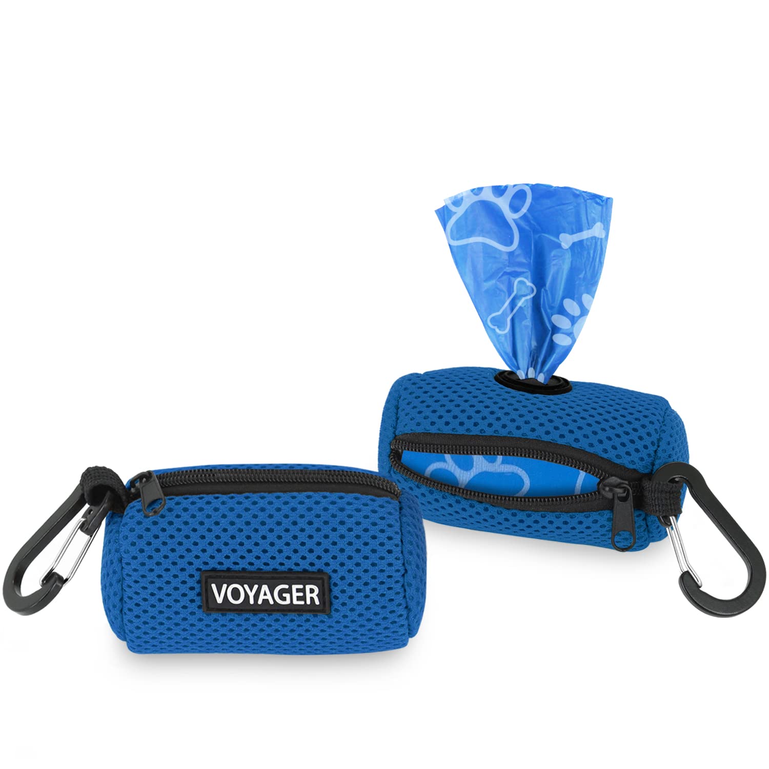 Best Pet Supplies Dog Poop Bag Holder Leash Attachment with 30 Bags, Reusable Dispenser for Travel, Walking, Park, and Outdoor Use, Durable with Clip-On - Black, Pack of 2