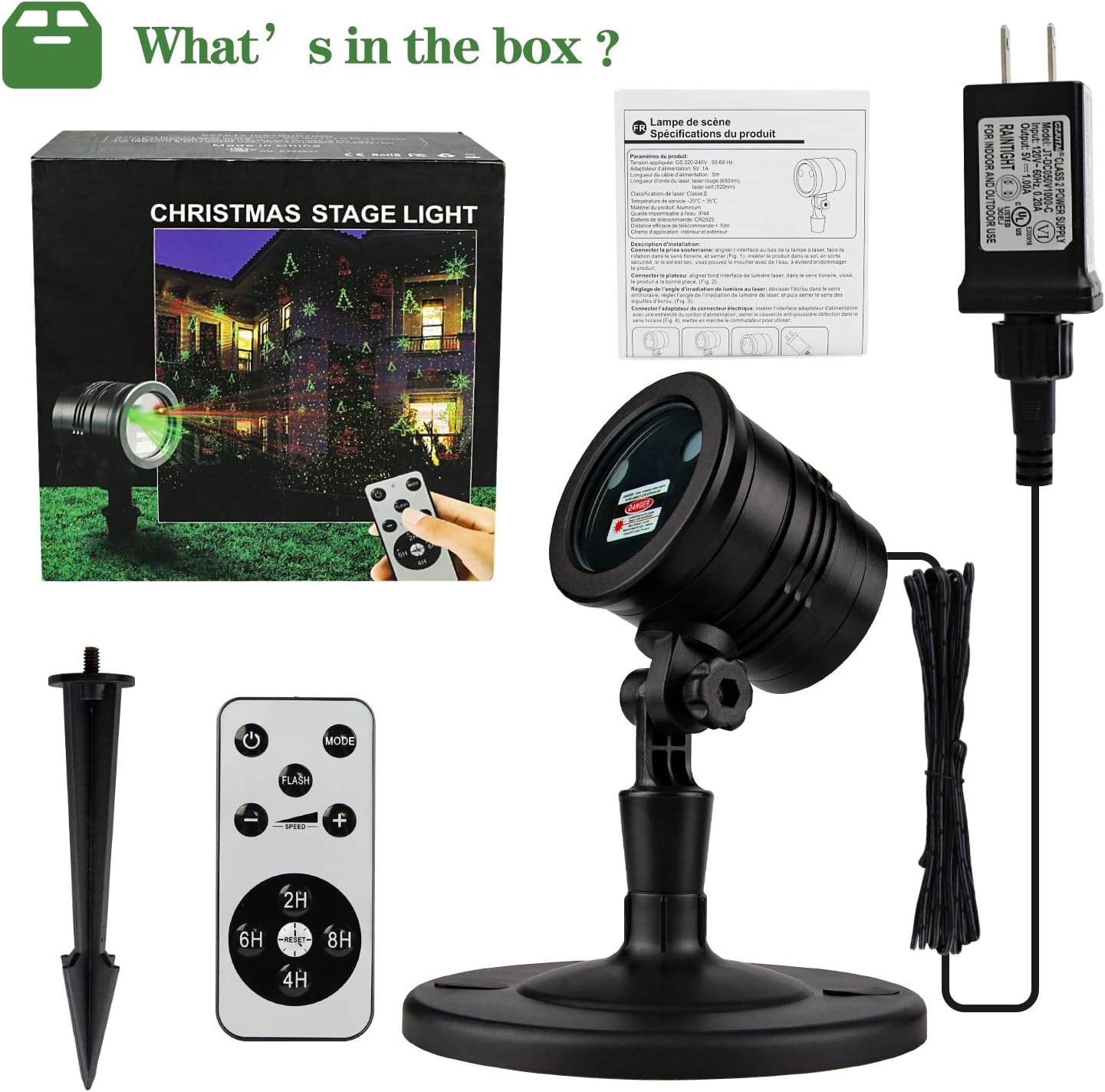 Christmas Projector Lights Outdoor Holiday Laser Lights Landscape Spotlight Red and Green Star Shower with 360 Accessibility Wireless Remote Christmas Decor for Xmas Party Outdoor Garden Patio Wall