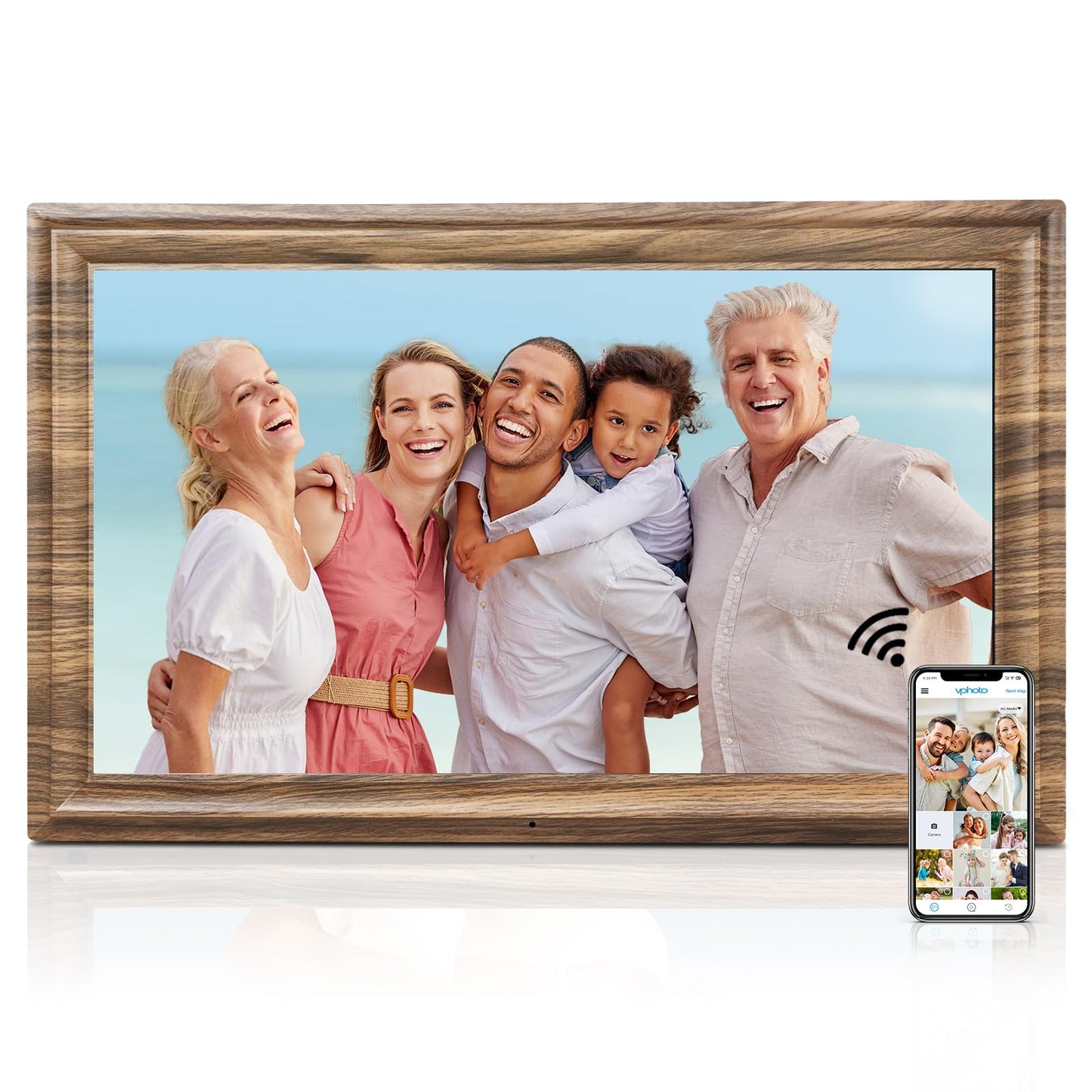 WiFi Digital Picture Frame 10.1 Inch, IPS Touch Screen Smart Cloud Digital Photo Frame with 16GB Storage, Wall Mountable, Auto-Rotate, Share Photos from Anywhere Via App