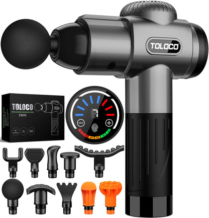 TOLOCO Massage Gun, Deep Tissue Back Massage for Athletes for Pain Relief, Percussion Massager with 10 Massages Heads & Silent Brushless Motor, Mothers Day Gifts for Mom, Black