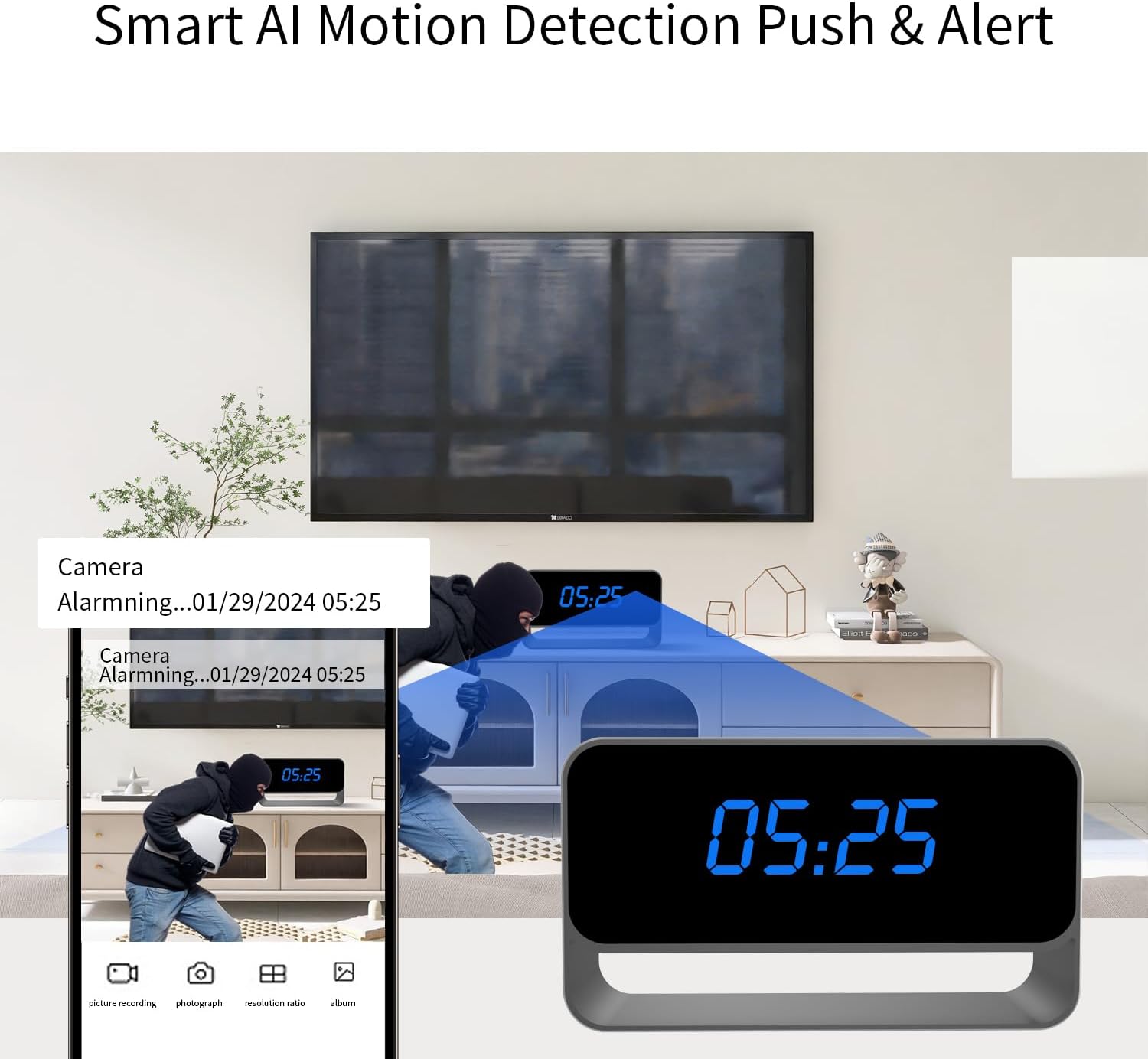 Clock Camera - Full HD 1080P WiFi Camera - Mini Wireless Nanny Cam with Night Vision - Indoor Home Security Surveillance