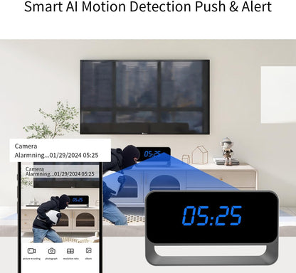 Clock Camera - Full HD 1080P WiFi Camera - Mini Wireless Nanny Cam with Night Vision - Indoor Home Security Surveillance