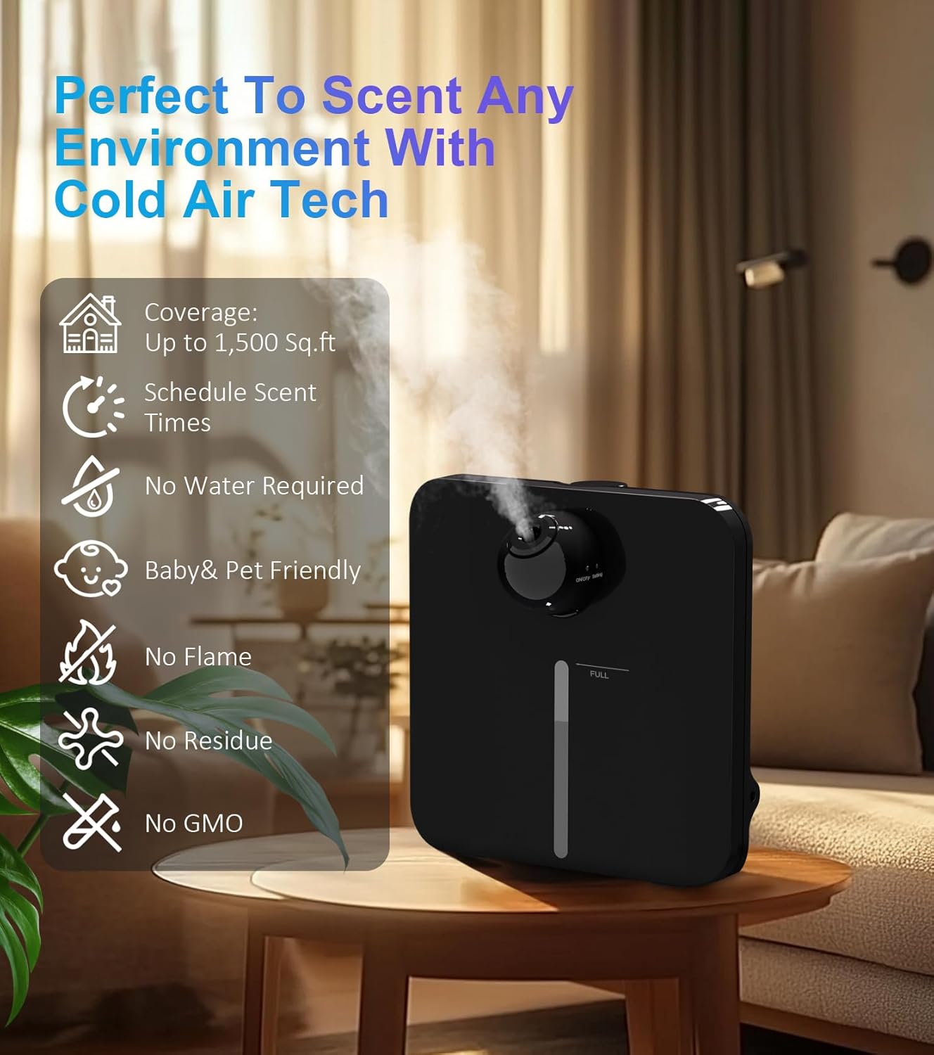 Essential Oil Diffuser for Home, Bluetooth Smart Scent Diffuser, Waterless Aromatherapy Diffuser, 1500 ft² Cold Air Hotel Collection Diffuser, Wireless Aroma Diffuser for Home, Hotel, Office