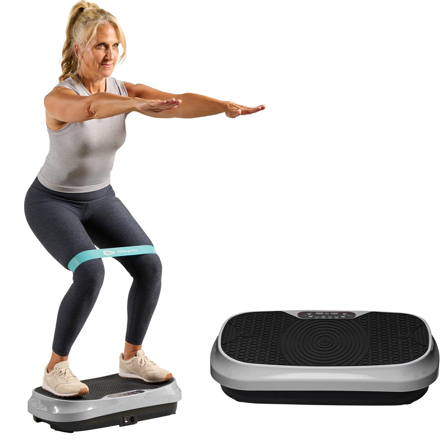 LifePro Waver Mini Vibration Plate Exercise Machine – Portable Full Body Vibration Platform for Home & Travel Workouts, Weight Loss, Toning & Wellness, with 2 Loop Bands & 4 Resistance Bands
