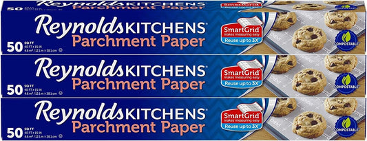 Reynolds Kitchens Parchment Paper Roll with SmartGrid - 3 Boxes of 50 Square Feet (150 Sq. Ft) (Value Pack)