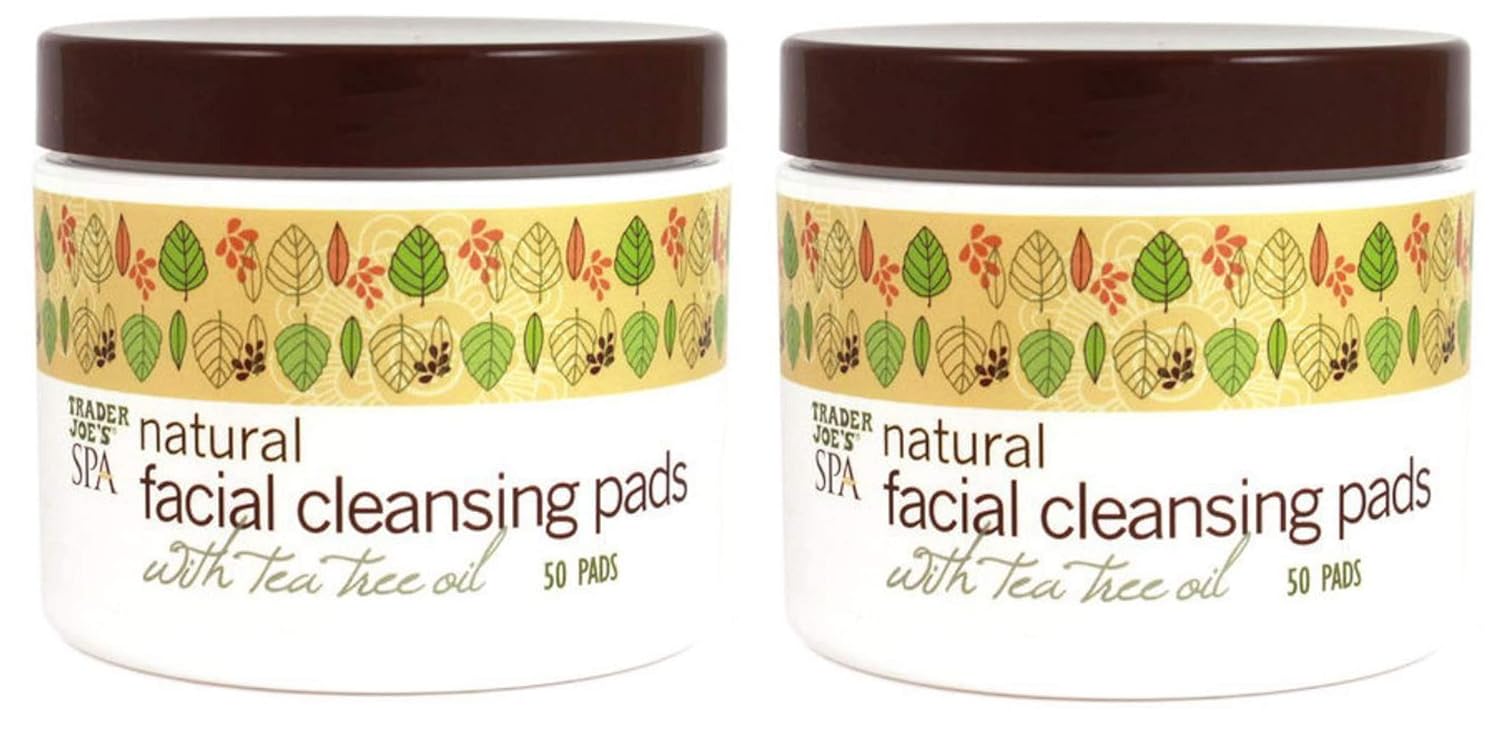 2 Pack Trader Joes Spa Natural Facial Cleansing Pads with Tea Tree Oil