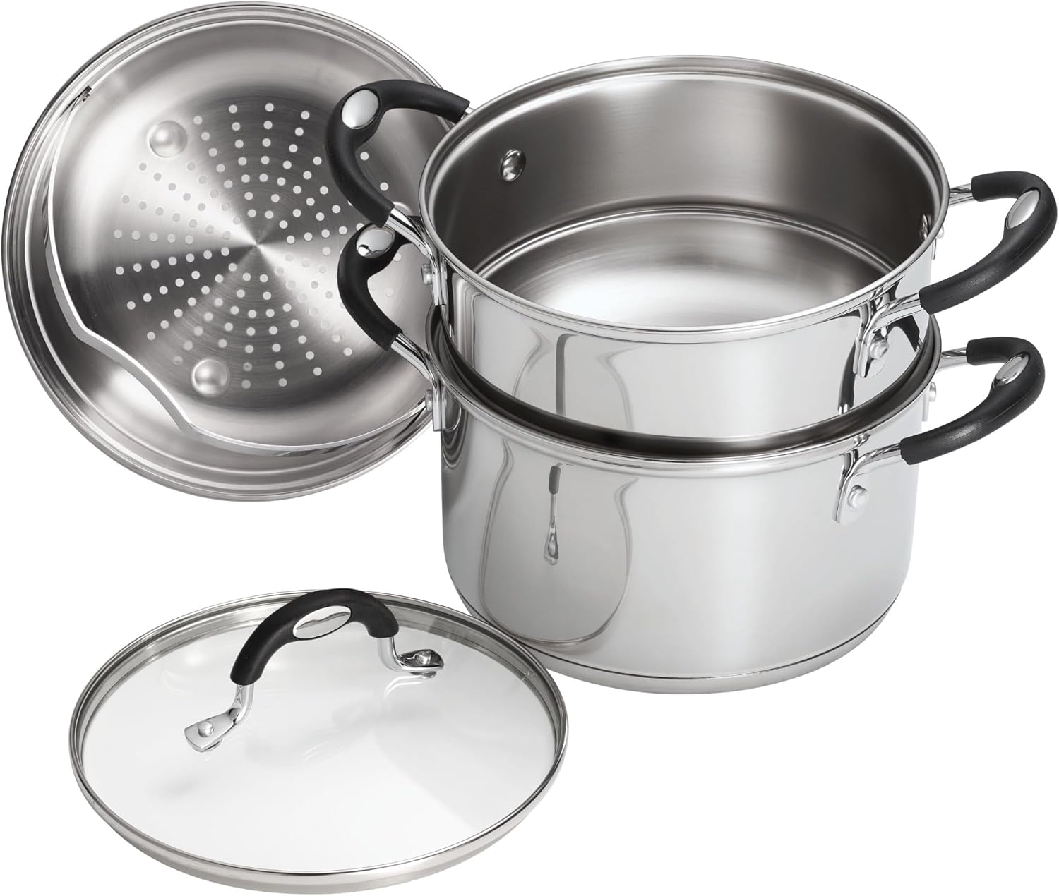 Stainless Steel 3 Quart Steamer & Double-Boiler, 4 Piece