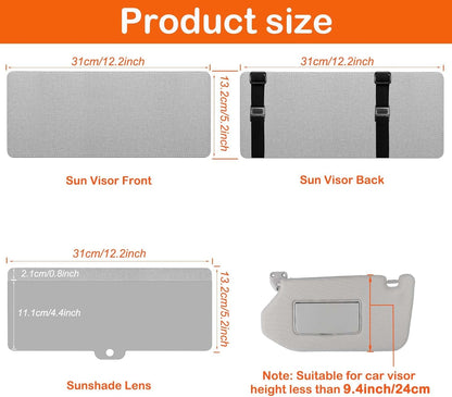Polarized Car Sun Visor Extender, Upgraded Polarized Car Visor Extender Sun Blocker UV400, Universal Visor Extension for Sun Blocker, Adjustable Sun Visor, Glare, UV Protector