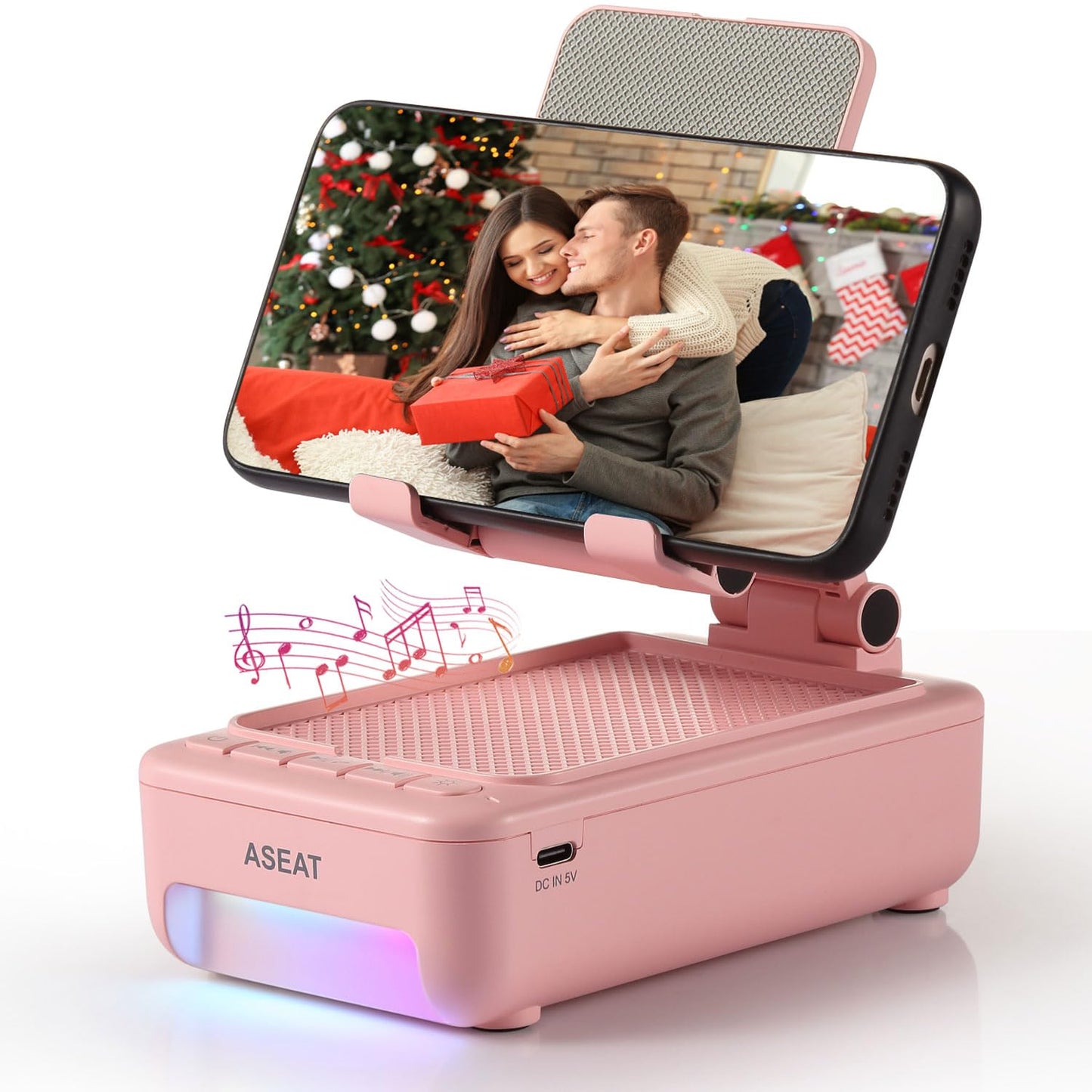 Gifts for Men Him, Cell Phone Stand with Bluetooth Speaker&Led Color Changing Light, Unique Gifts for Women Dad Her Husband, Birthday Gifts for Men