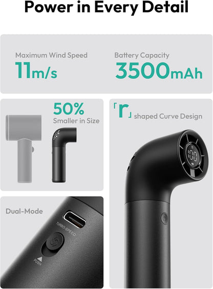 Aecooly Portable Handheld Fan, Powerful Turbo Mini Fan, 19000 RPM High Speed Aero Pro, 15H Max Cooling Time, 6 Speeds Aluminum Case, Pocket Rechargeable Personal Small Travel GIfts for Women-Black