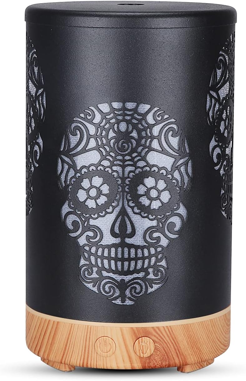 Essential Oil Diffuser, Diffusers for Essential Oils Aromatherapy Diffuser Cool Mist Humidifier with 7 Colors Lights 3 Mist Mode Waterless Auto Off for Gaming Room Office, Iron Black